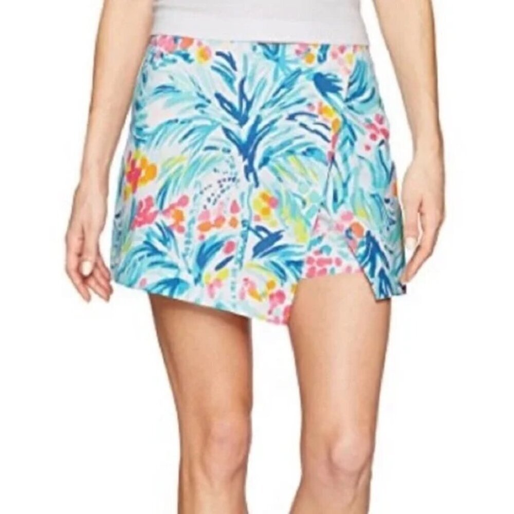 Lilly Pulitzer Marii Wrap Skort Size 8 Cotton Serene Blue Tippy Top Preppy Beach